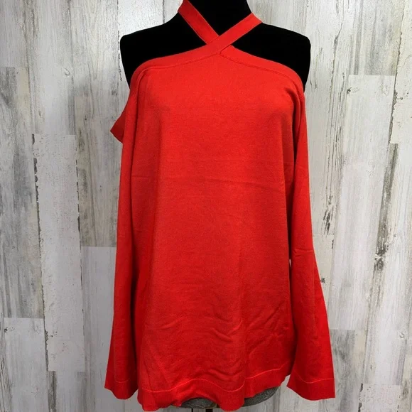 Torrid Valiant Poppy Long Sleeve Cross‎ Neck Cold Shoulder Sweater - Picture 2 of 12